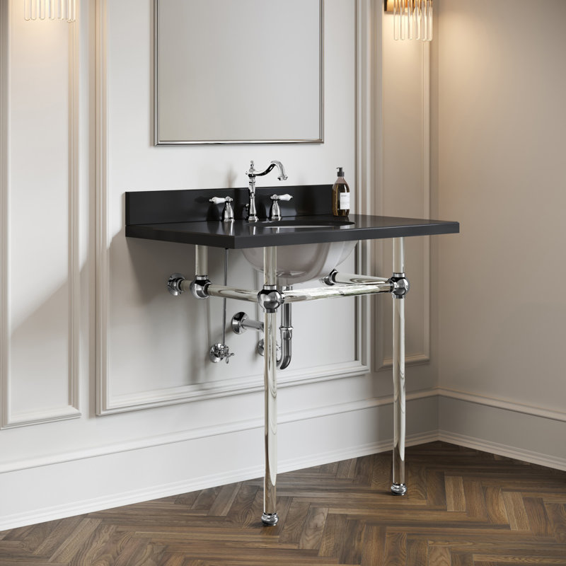 Robinet de salle de bain espacé Kingston, Chrome poli/blanc