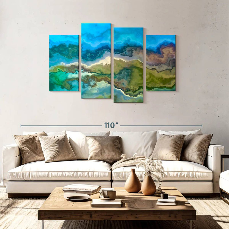 Avery Wavescape bleu et vert, H 48 po x l 75 po