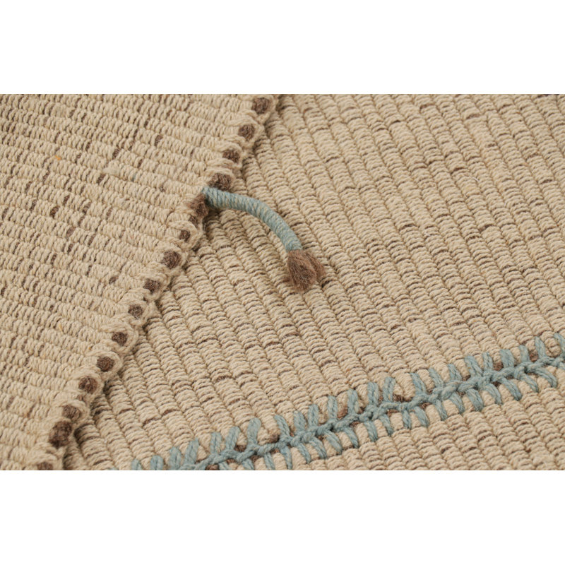 Rug & Kilim’S Oversized Kilim In Beige Textural Stripes And Blue Accents