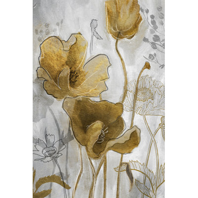 Gold and Silver Flowerfield I by Studio W - Painting Print