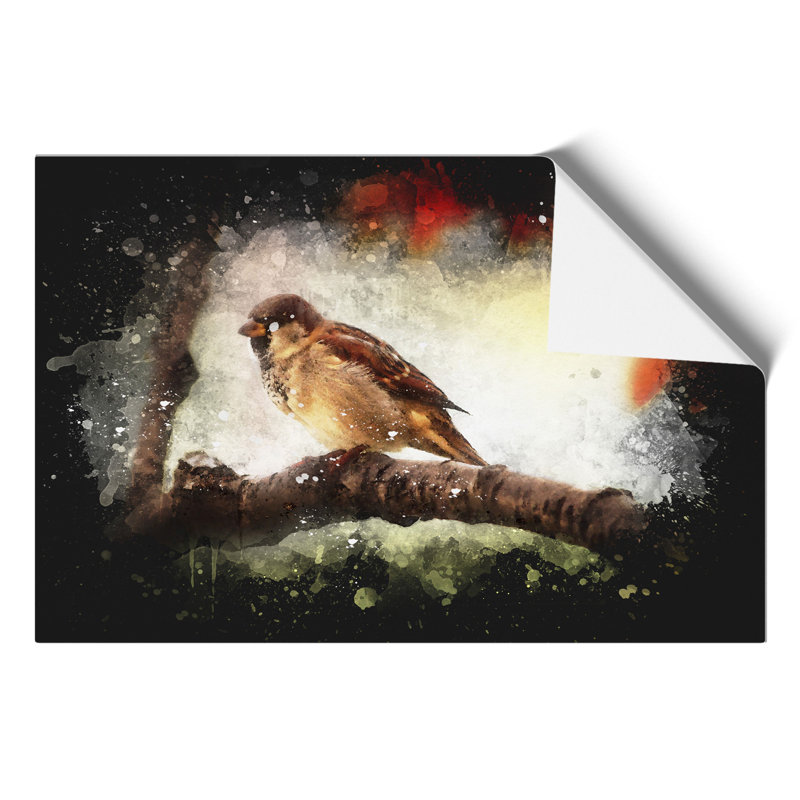 Sparrow Bird Paint Splash - Frameless Print, 42cm H x 59cm W x 0.1cm D
