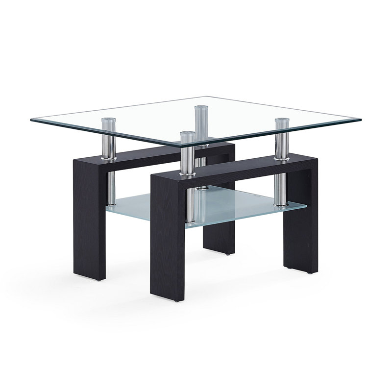 Table basse à 4 pieds avec rangement Kalil, Noir