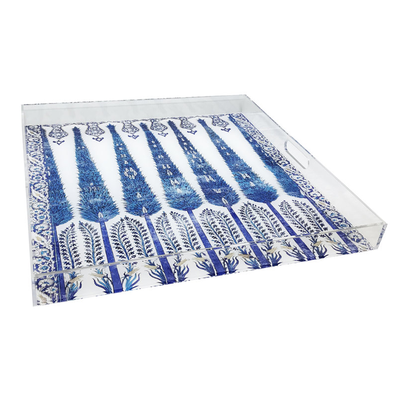 Topkapi Garden Acrylic Square Decorative Tray, 18"W x 18"D x 2"H