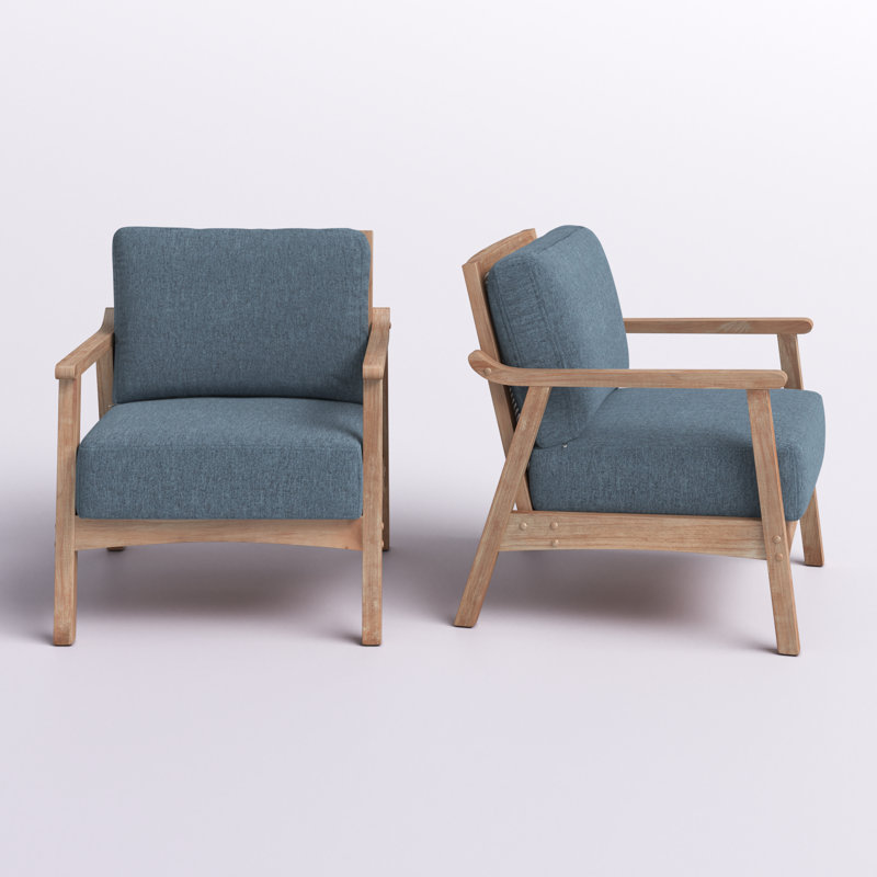 Fauteuil en polyester de 27 po Willbanks, Polyester bleu