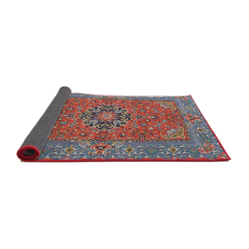 Tapis bleu / rouge en laine Kelsi, Rond 6 pi