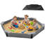 Grand bac à sable Hdpe 78,3 po x 8,4 po avec 6 bancs, bac à sable extérieur hexagonal avec couvercle-122580284
