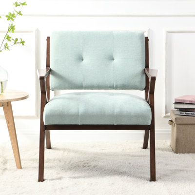 Chaise moderne de 30 po avec siège - en bois massif, parfaite pour les coussins décoratifs de style Mid-Century, structure en bois, accoudoirs inclinés, salon, chambre à coucher, bureau, revêtement, etc.