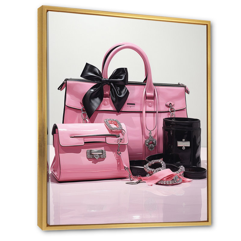 Latéral Rose Fashion Bag Glamour II - imprimé, H 44 po x l 34 po x P 1,5 po, Cadre flottant doré