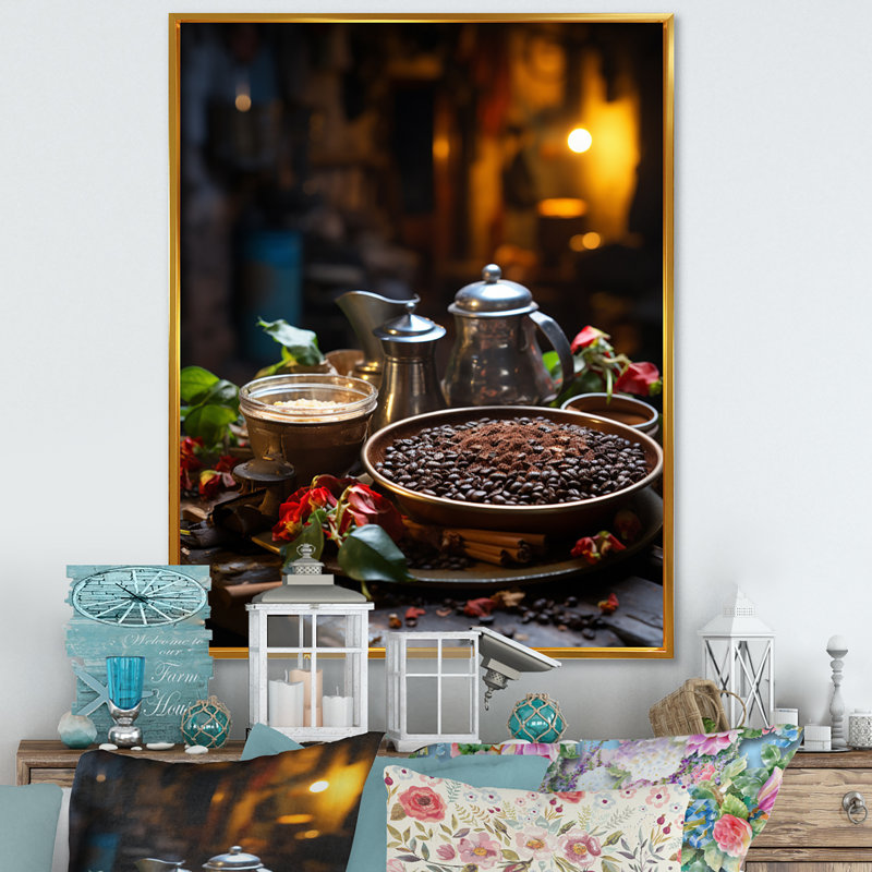 «Cohron Cuban Coffee culture I», reproduction sur toile, H 32 po x l 16 po x P 1 po, Cadre flottant doré