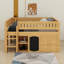 Lit mezzanine double avec armoire de rangement et tableau noir-969640810