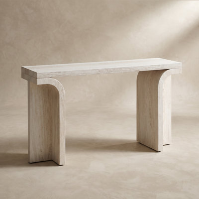 Arvyn Travertine Veneer Console Table