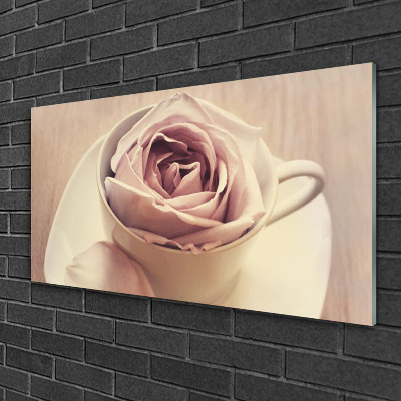 Art Cup Rose - No Frame Print on Glass