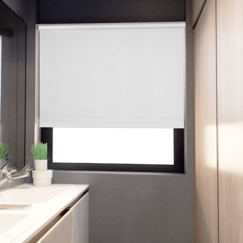 Keneipp Blackout Vinyl Roller Shade, 32.25"W x 64"L, White Solid