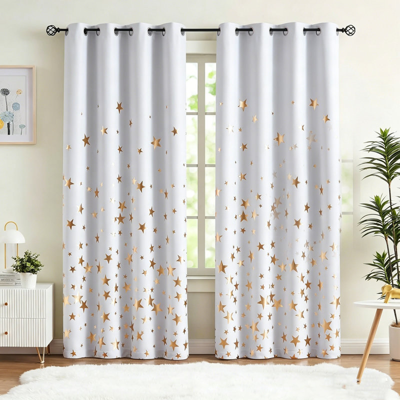 Blackout Curtain Panel Pair, Gold, 183cm Width x 168cm Drop