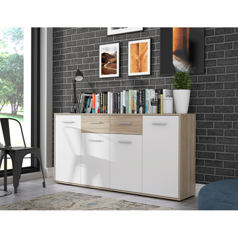 Ilbert 162.3cm Sideboard, White/Sonoma Oak