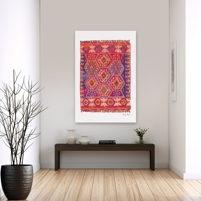 Tapis marocain II - pois crème bleu, H 60 po x l 40 po