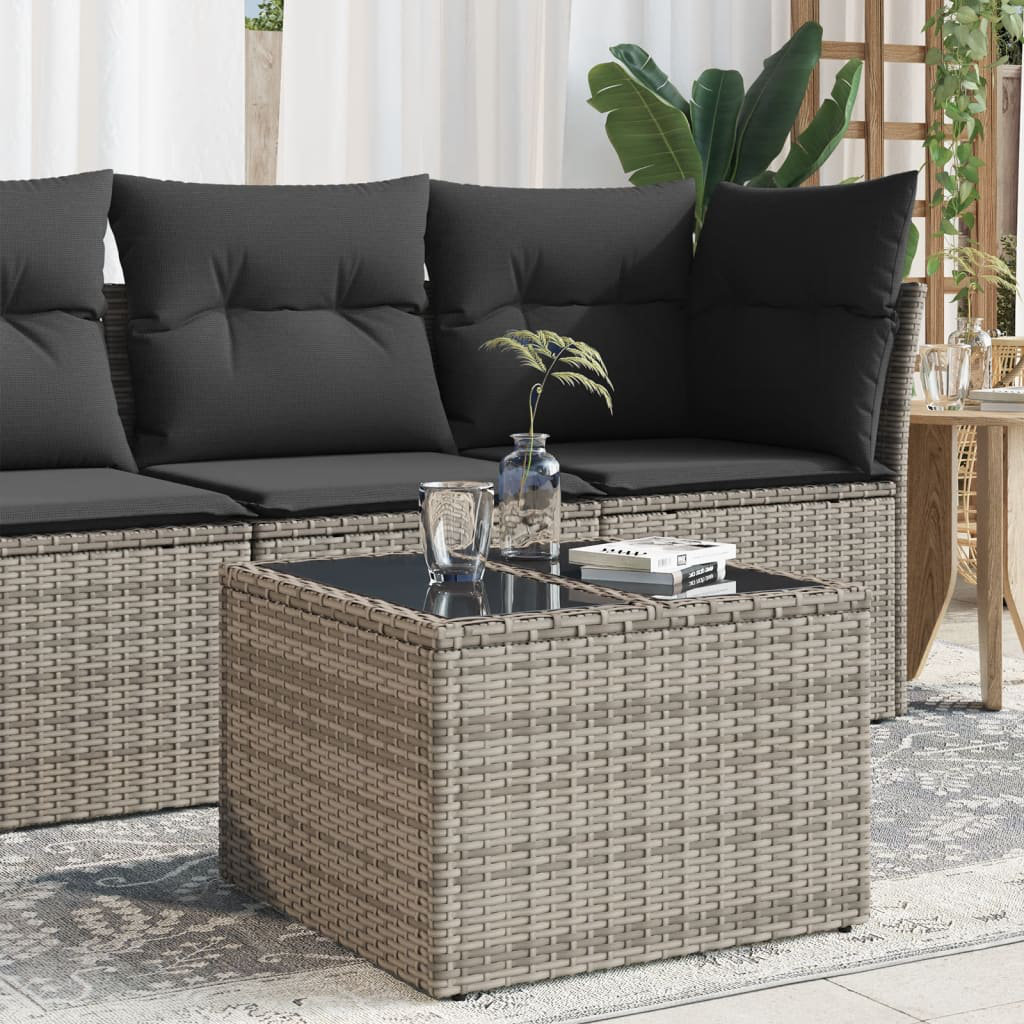 Couchtisch Nisiah aus Glas/Stahl/Rattan