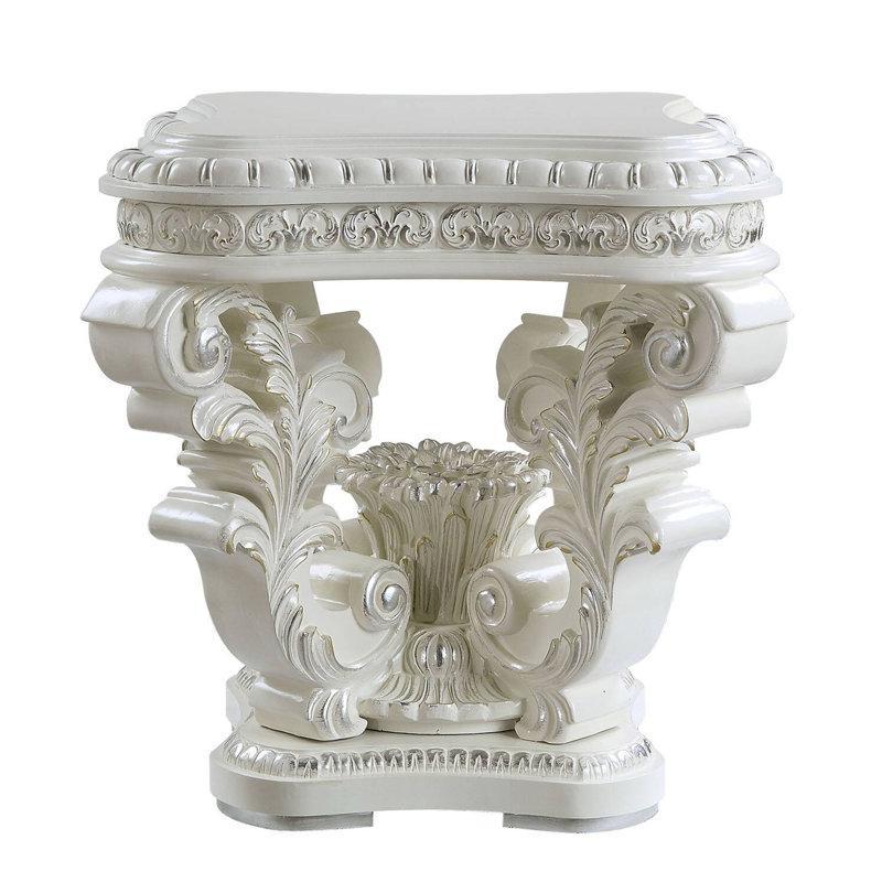 Antique White Square End Table