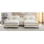 Canapé modulaire en chenille de 111 po avec deux repose-pieds amovibles, deux ports USB, deux porte-gobelets et une grande boîte de rangement pour le salon, beige-1974045919