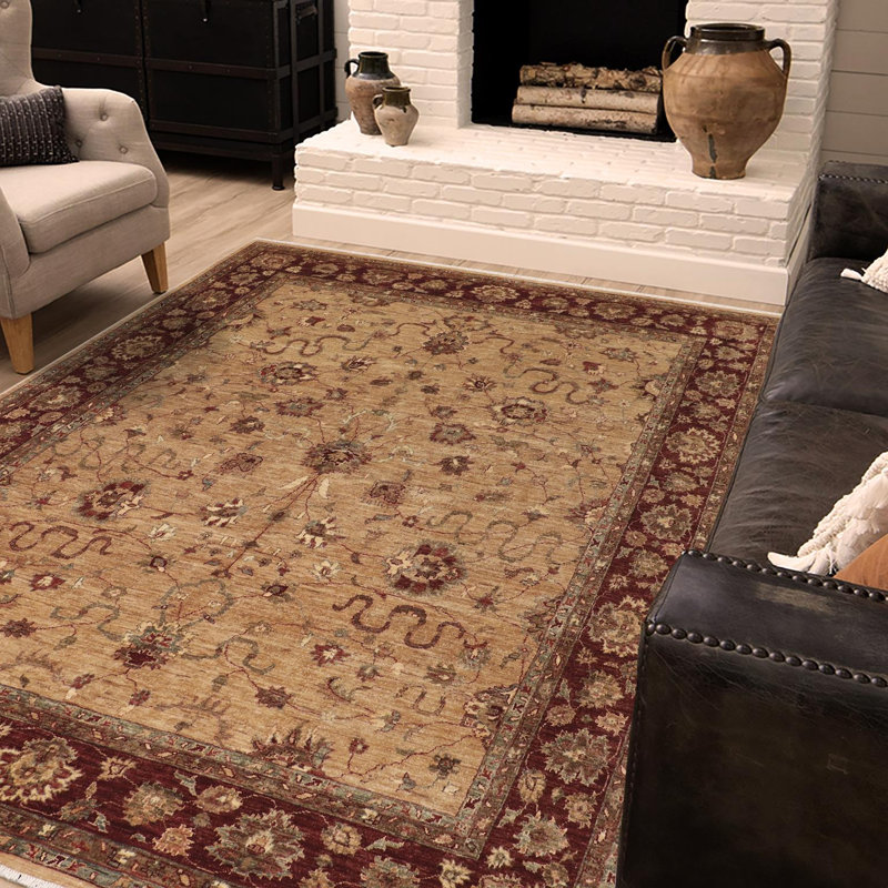 Tapis oriental brun clair / noir en laine noué à la main 8 pi x 10 pi 2 po Dorn