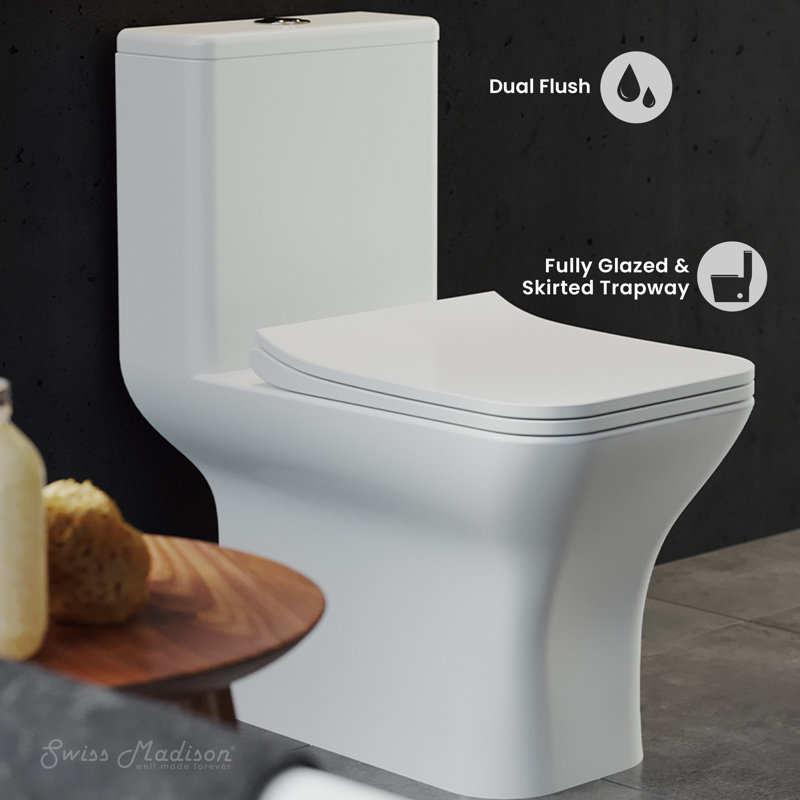 Carre One-Piece Square Toilet Dual-Flush 1.1/1.6 gpf, Glossy White