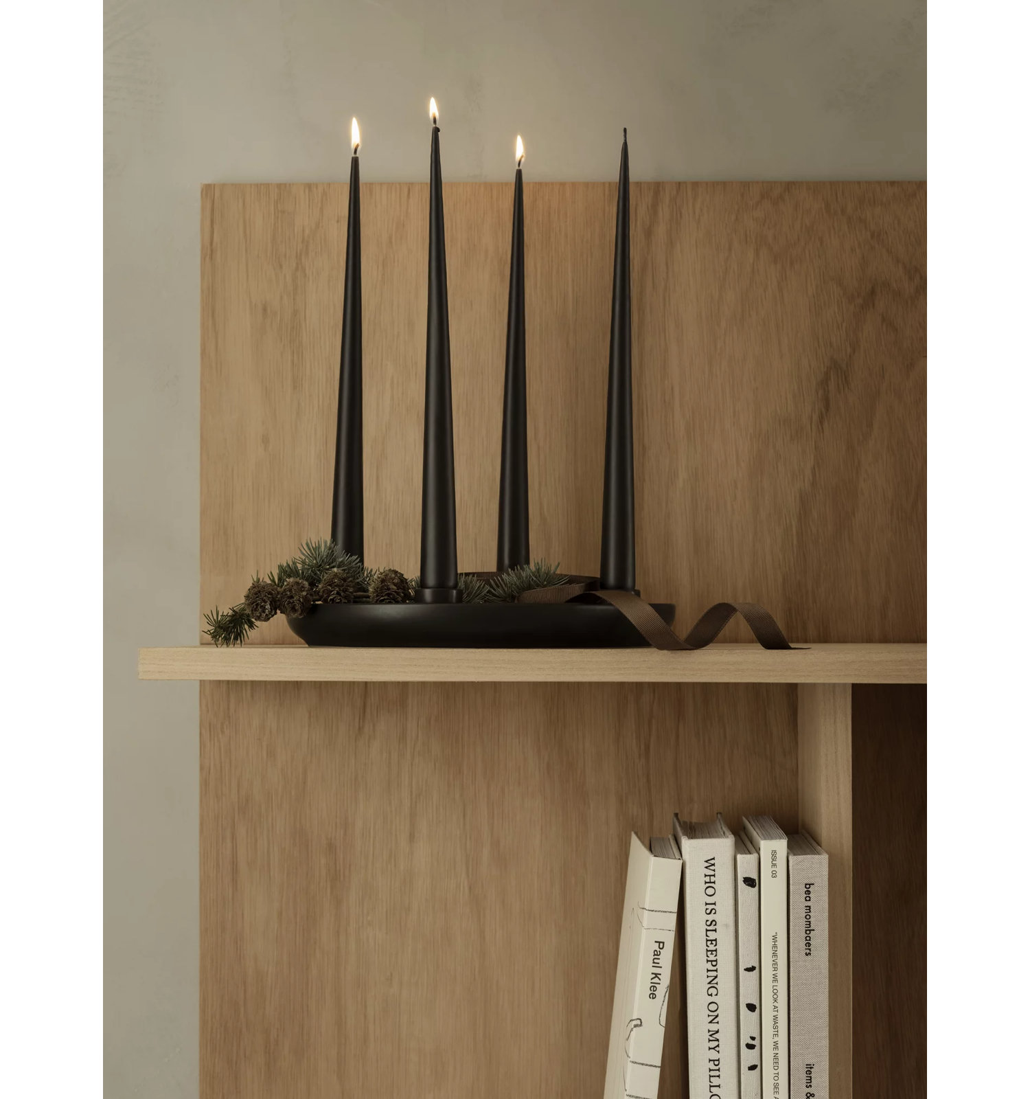 VELA 1.38" Stoneware Tabletop Candelabra, Black
