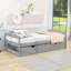 Lit plateforme simple en bois 2 tiroirs avec pieds centraux, tête de lit et pied de lit-1714551004