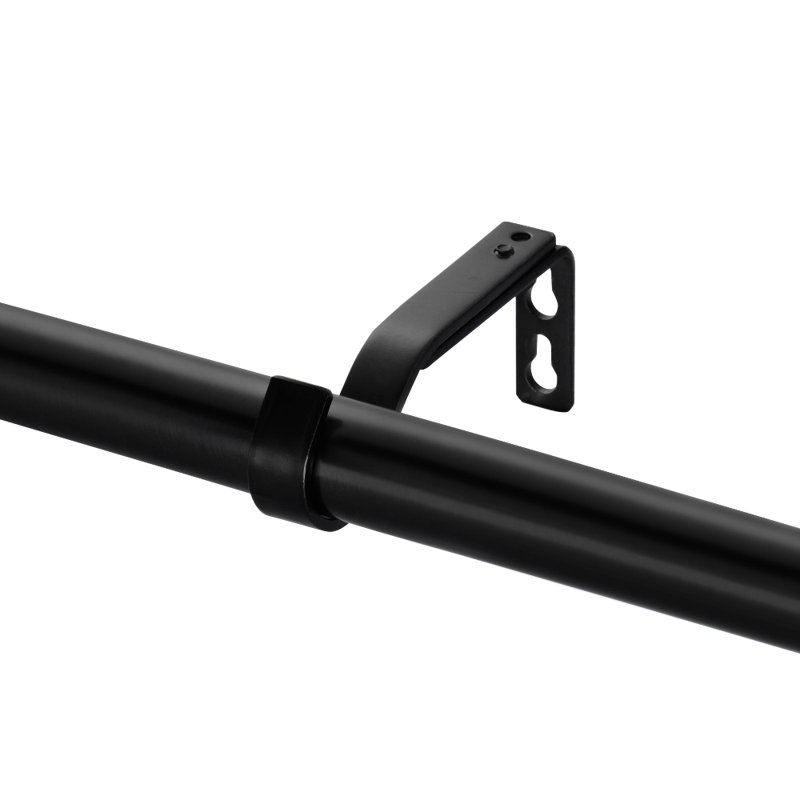 Tringle à rideau simple réglable en bois d'érable 3/4 "Edisto noir mat , 66 po x 120 po