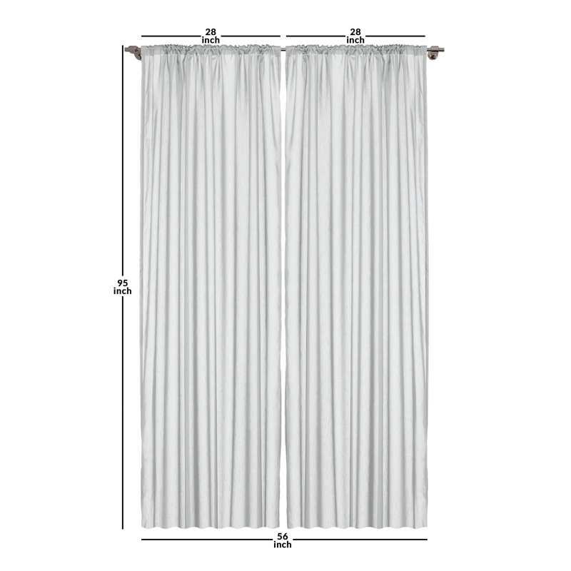 Nursery Semi-Sheer Rod Pocket Curtain Panels, 28" x 95"
