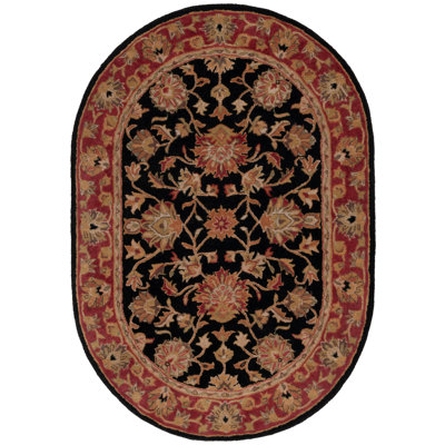 Balthrop Hand Tufted Wool/Cotton/Latex Oriental Rug in Black/Orange