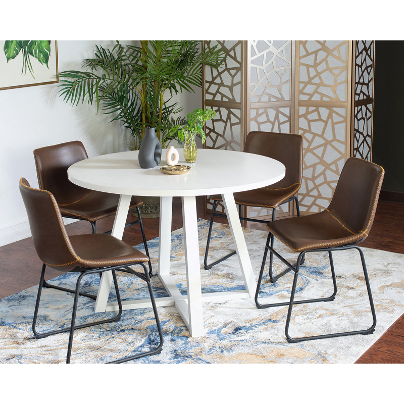 Ensemble de salle à manger 5 pièces avec table à tréteaux et 4 chaises élégantes, idéal pour créer un espace de salle à manger charmant et fonctionnel