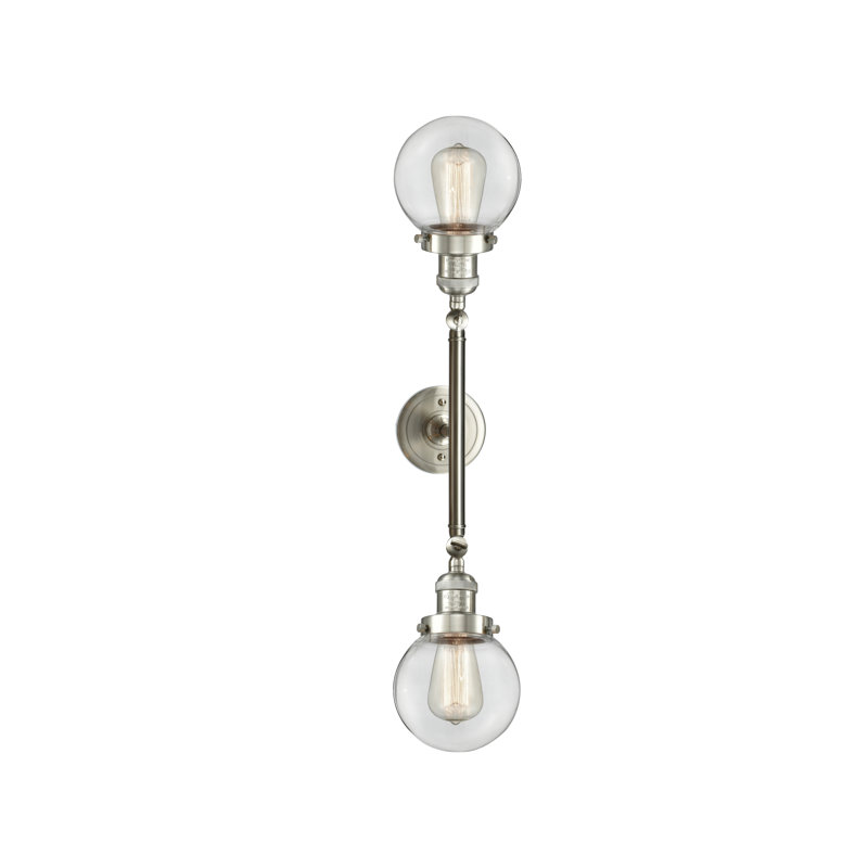 Clementina 2 - Light Dimmable Vanity Light, 6 Watt Vinage LED Bulb, Clear, Black Antique Brass