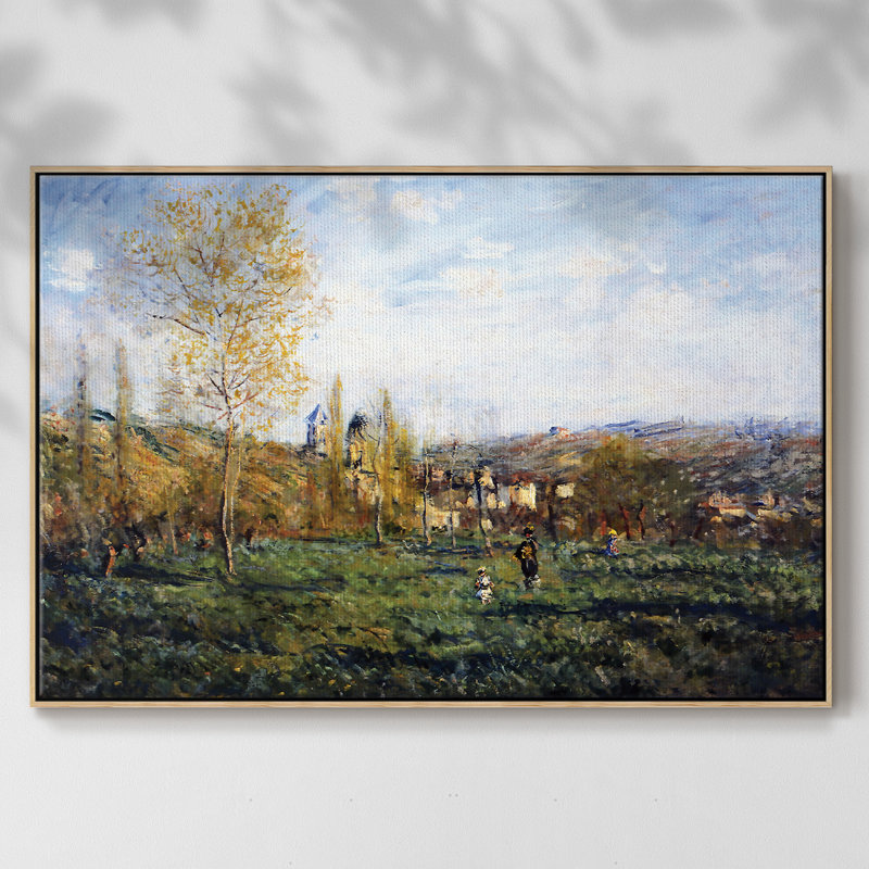 «Springtime In Vetheuil», 1880, reproduction d'art sur toile, Toile avec cadre naturel, H 25 po x l 37 po x P 2 po