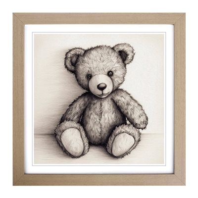 Teddy Bear Drawing - Framed Print