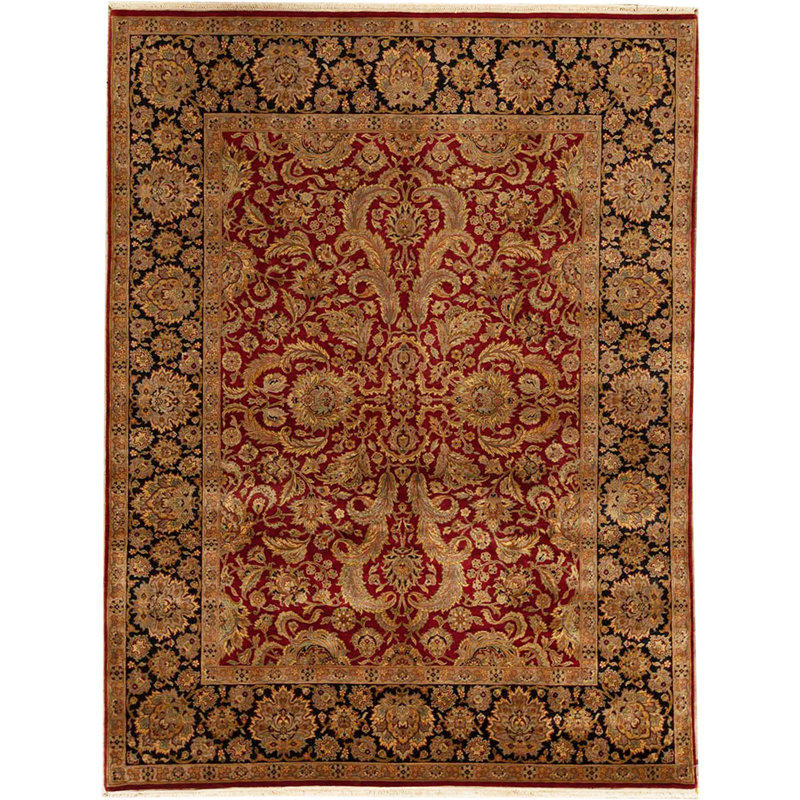 Tapis rouge et noir de haute qualité noué à la main Trinity