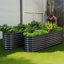 Lit de jardin surélevé en métal, jardinière ovale galvanisée 8 x 2 x 2 pi, conception à fond ouvert, grand lit surélevé pour faire pousser des légumes, des fleurs, des herbes et des plantes grasses, gris foncé
