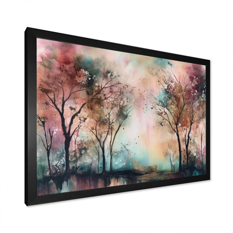 Arbres fantaisistes Rouvin I - impression, Cadre photo noir, H 12 po x l 20 po x P 1 po