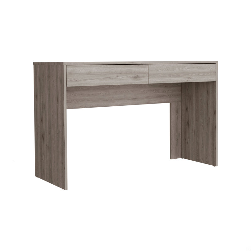 Bureau d'ordinateur avec deux tiroirs d'écriture, Gris