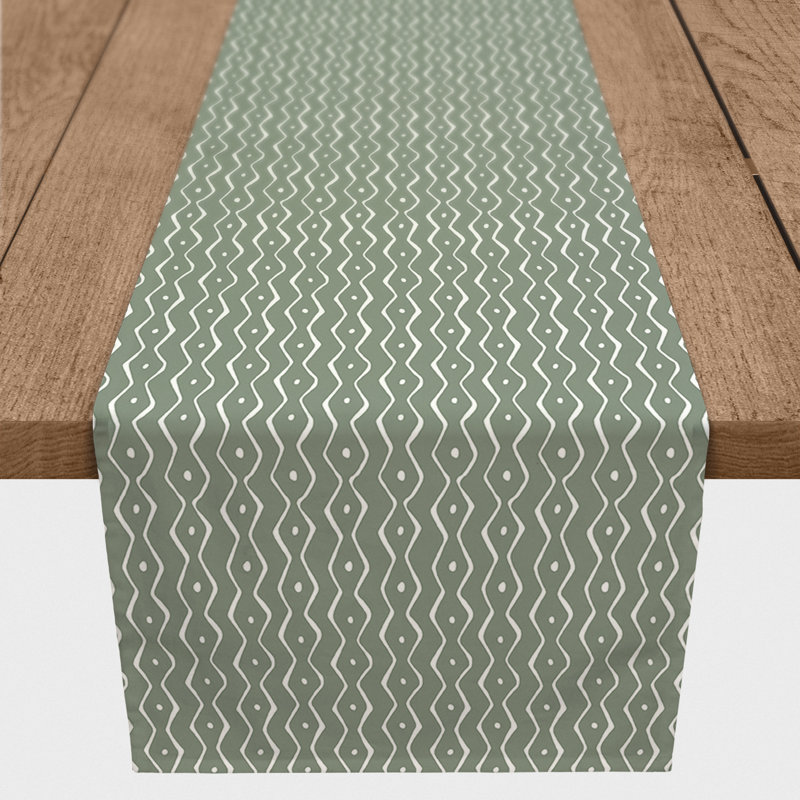 Chemin de table Koziol, 90 po x 16 po, Vert sauge, Floral