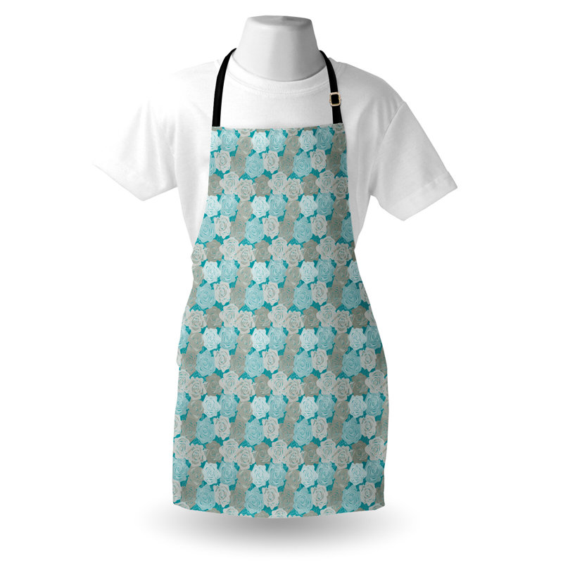 Bungalow rose tablier floral unisexes roses abstraites taille adulte bleu mer multicolore