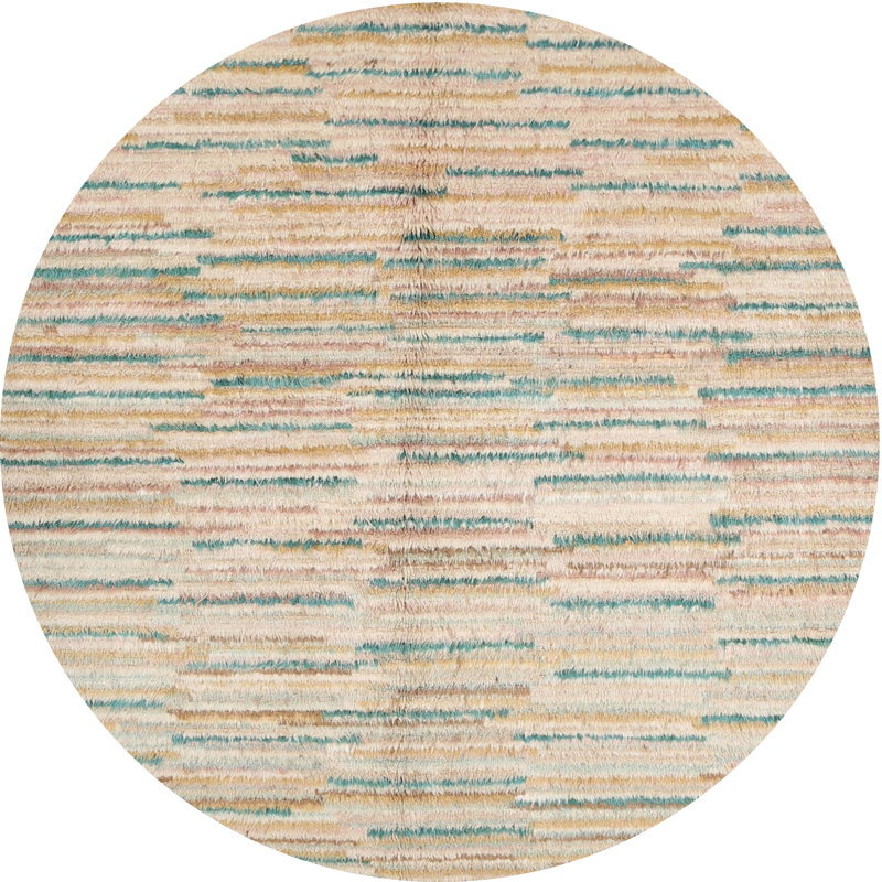 Tapis gris/beige/noir contemporain, Rond 4 pi