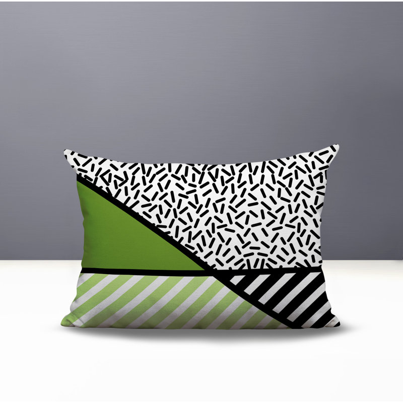 Oreiller rectangulaire intérieur / extérieur Shapira, Rectangulaire H 14 po x l 20 po, Chartreuse