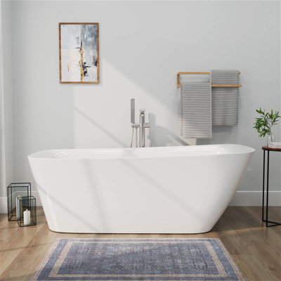 59" Slipper Freestanding Soaking Oval Bathtub, Cupc Certified, Spa-Inspired Design For Modern Bathrooms