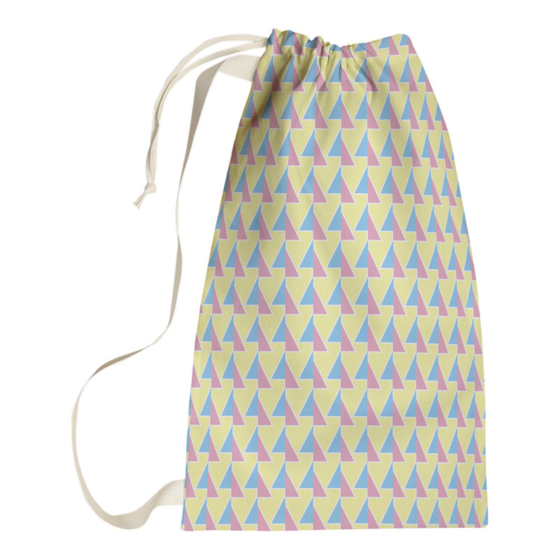 Jordao Fabric Laundry Bag with Handles, 29" H x 18" W x 1.5" D, Blue/Pink