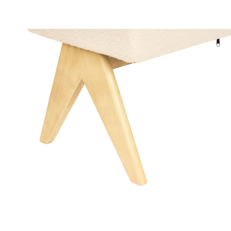 Bench Drumheller Boucle, Light Yellow Wood, White