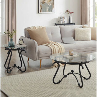 Deran 2 - Piece Glass Top Living Room Table Set