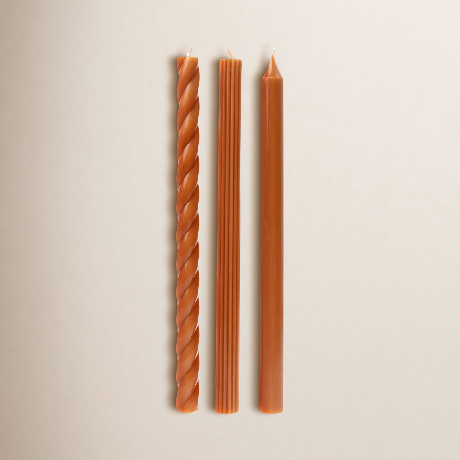 Beautifully Done Unscented Taper Candle Set, Terra Tabac