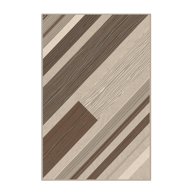 Tapis beige en bois rustique lavable à la machine Arverne, 8x12