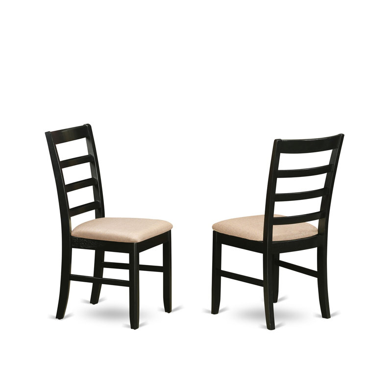 Parfait Dining Chairs - Linen Fabric Solid Wood Chairs, Set of 2, Black, Black and Cherry