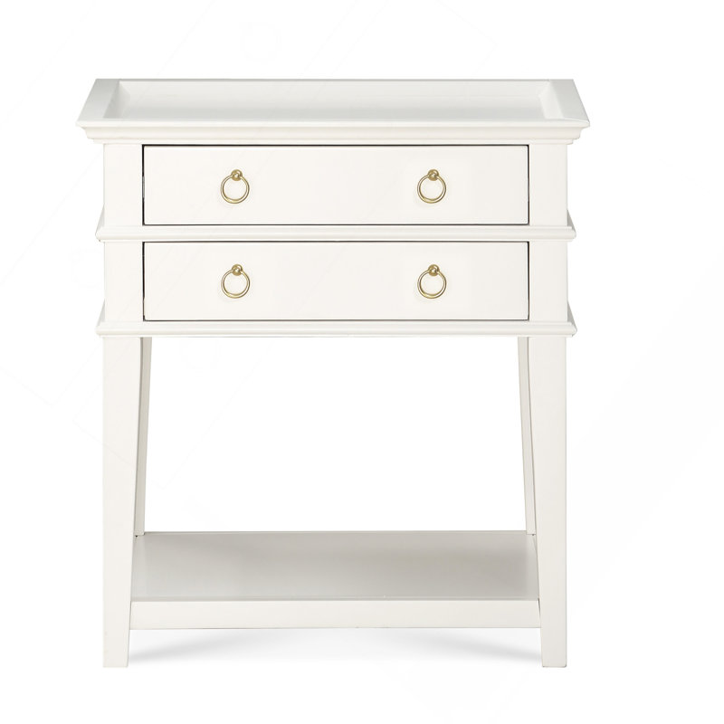 Table de chevet 2 tiroirs Carmona, Blanc